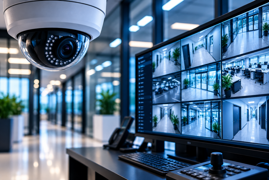 High-Tech CCTV Monitoring Room