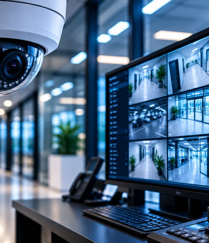 High-Tech CCTV Monitoring Room